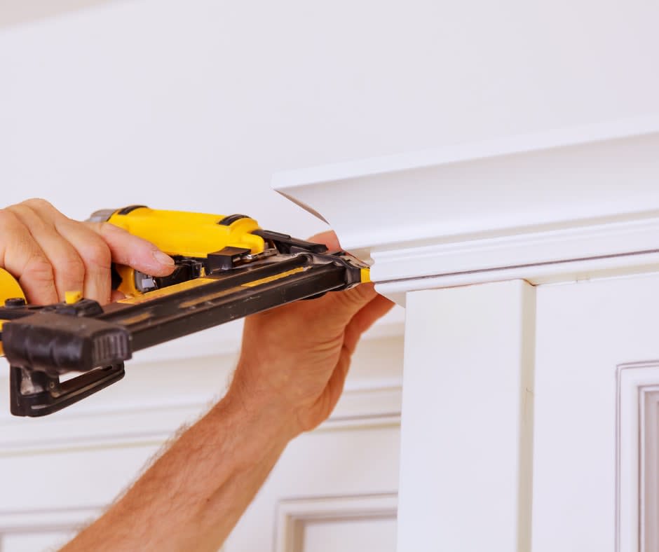 Eugene installing crown molding trim